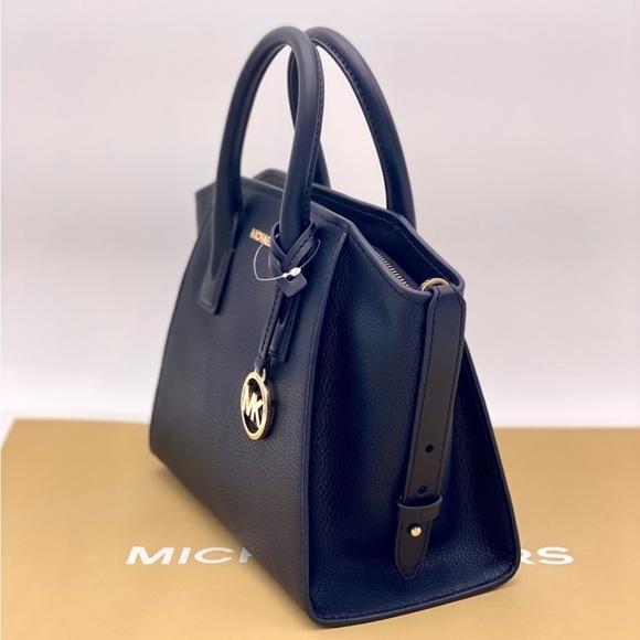 Michael Kors Avril Small Leather Top-Zip Satchel Crossbody Black - Picture 6 of 10